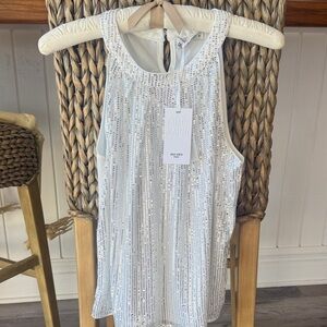 Grace Karin Sparkling White Sequin Blouse